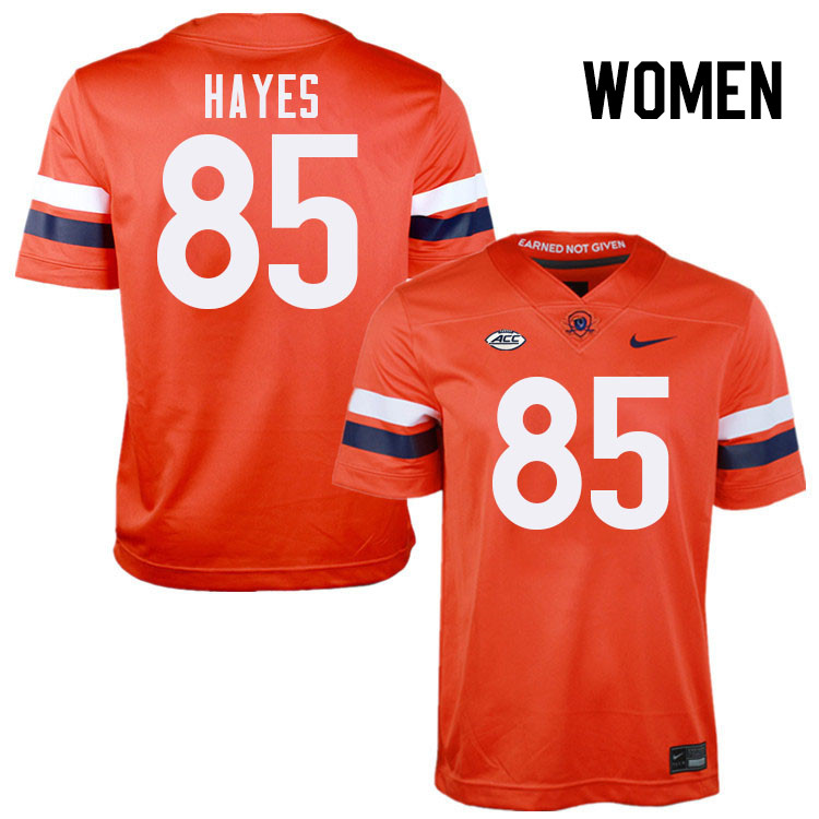 Women Virginia Cavaliers #85 Jewett Hayes College Football Jerseys Stitched-Orange